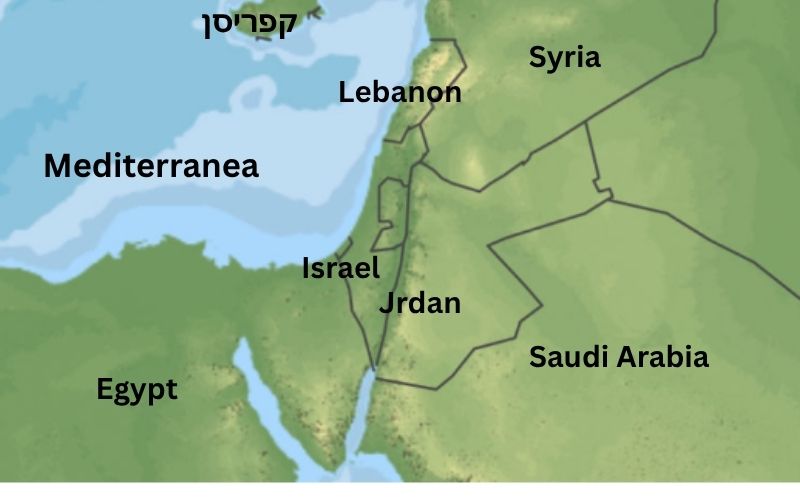 Map of Israel and neighboring countries